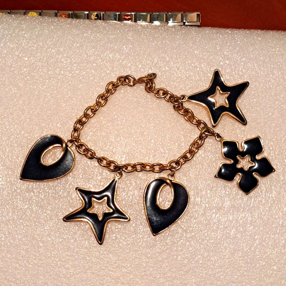Vintage Navy Blue and Gold Bracelet